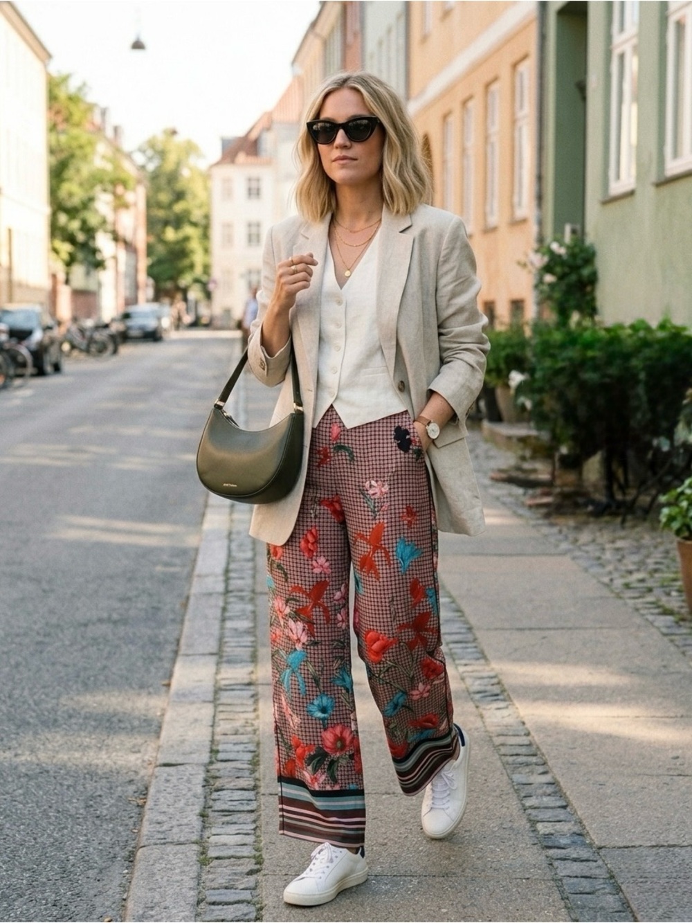 Zara Floral-Print Wide Leg Pants in Pink, Coral & Teal Size Large